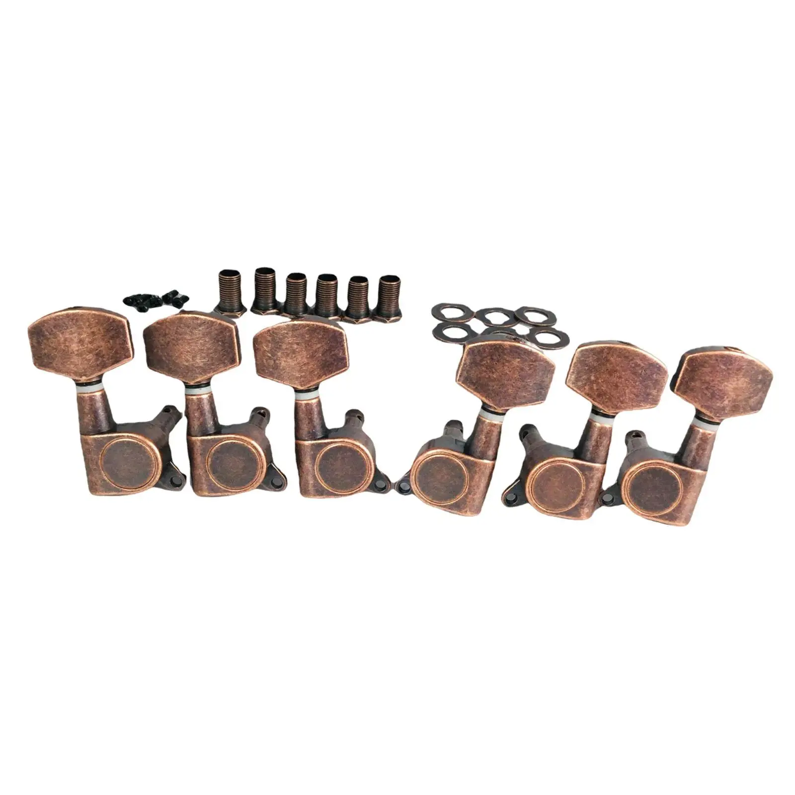 6Pcs Guitar Tuning Pegs Upgrade Direct Replace,High Performance 3L+3R Portable Sturdy Bronze Guitar Parts Accessories