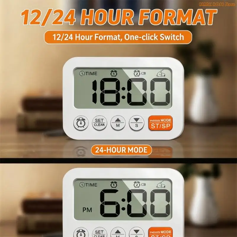 K1AE Digital Alarm Clock with Bright Screen and Side Access Daily for Household