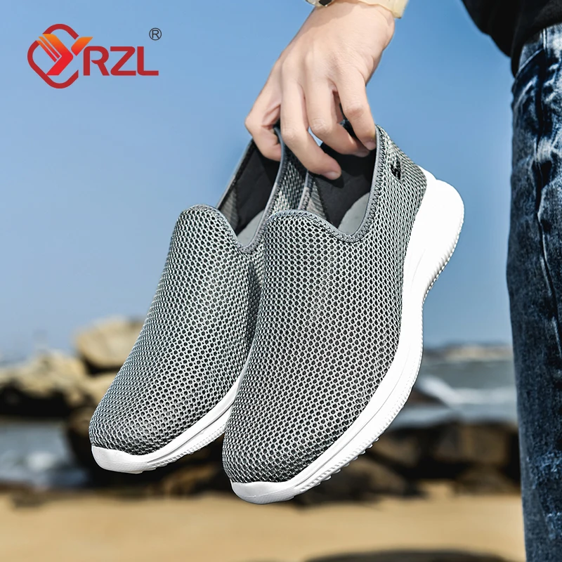 YRZL Mens Mesh Shoes Breathable Unisex Casual Shoes Outdoor Non-Slip Man Loafers Walking Lightweight Fashion Male Tennis Shoes