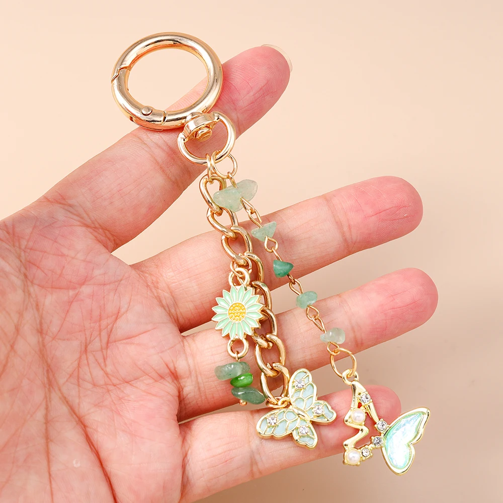 Aihua Niedlicher schicker Schmetterlings-Schlüsselanhänger, Y2K-Kristall-Schmetterlings-Schlüsselanhänger für Frauen und Mädchen, Handtaschen-Anhänger, Schmuckstücke, Schmuck, Geschenke – Detail 3