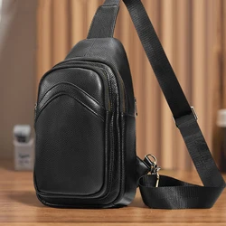 Mens Leather Crossbody Bag Shoulder Sling Bag Casual Daypacks Chest Bags for Travel Hiking Backpacks