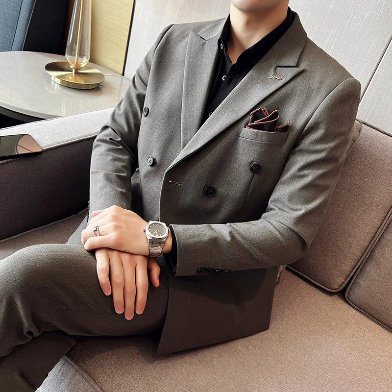 7175 Tweedelig Pak Voor Heren Met Dubbele Rij Knopen En Winter