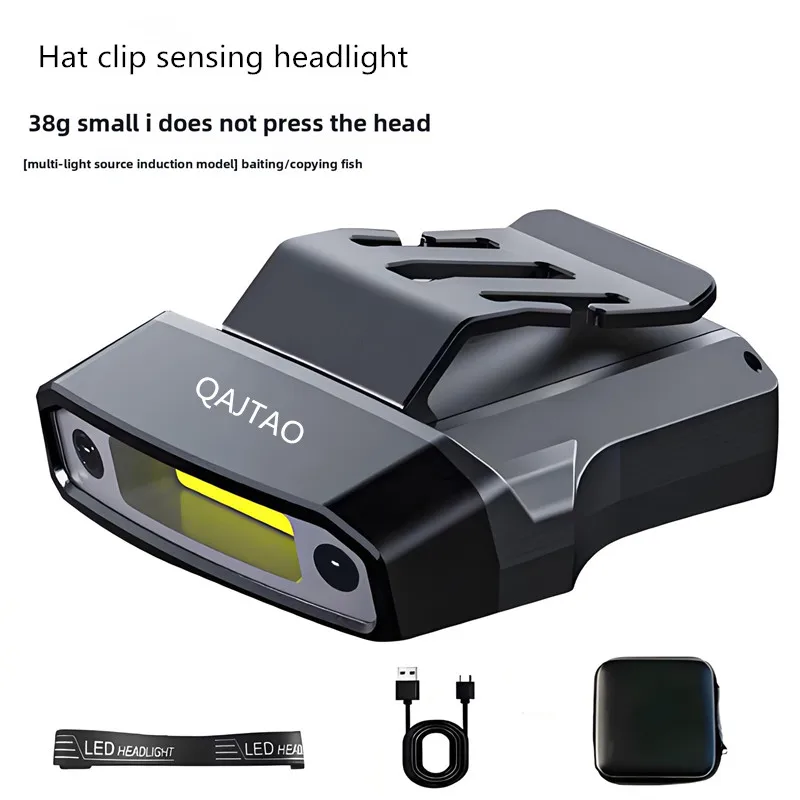 Lanterna de Clipe para Chapéu com Sensor de Luz, Luz Forte Super Brilhante, Recarregável, Tipo Clipe de Cabeça, Ultra Longa Duração, Acessório para Pesca Noturna