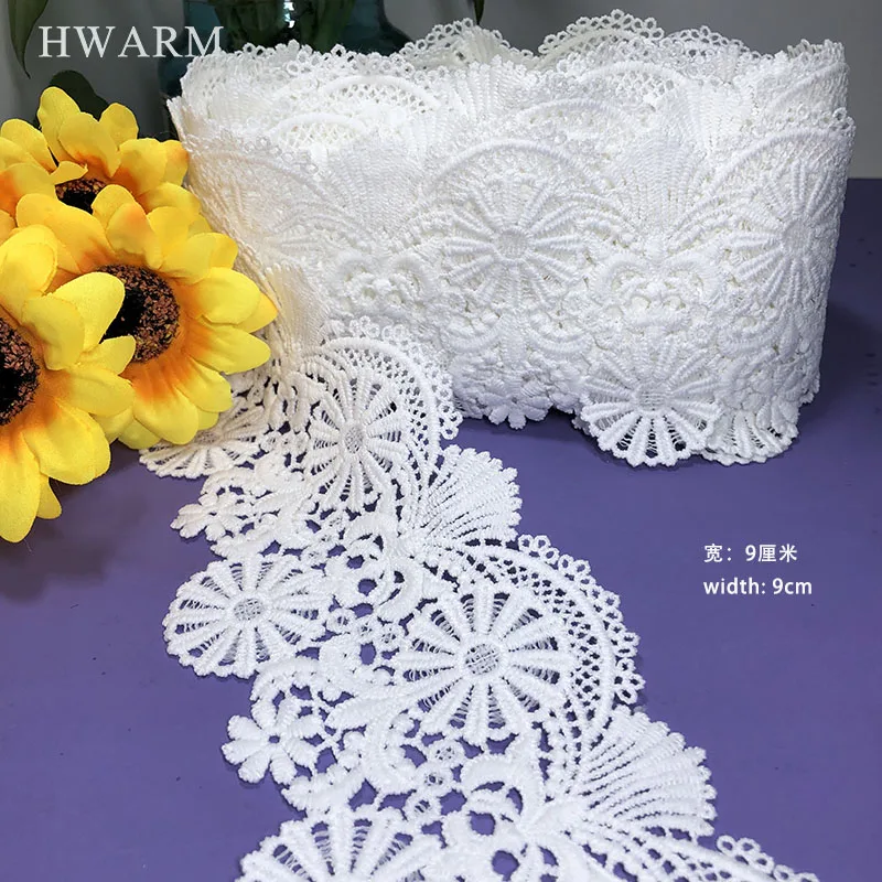 Lace Fabric Dress Sewing New Pattern 10yard Trim Accessories Embroidery Ribbon Diy Ivory Computer Milksilk Bar Code Skirt Deco