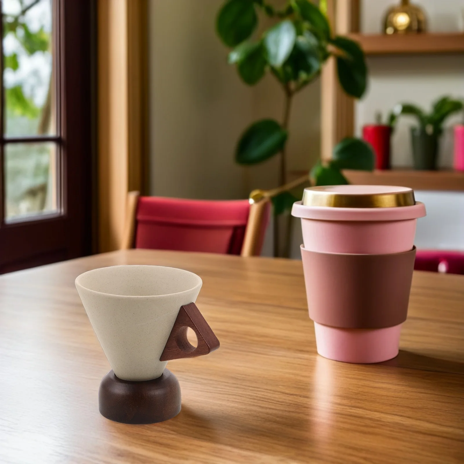 

Ceramic Funnel Coffee Cup Creative Mug Cute Espresso Cups Stoneware Milk Tea Aesthetic with Base Saucer