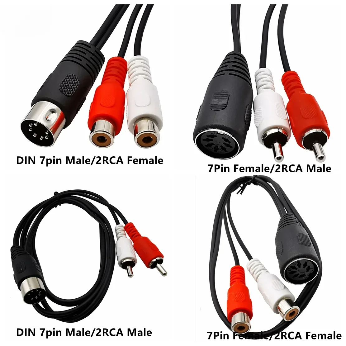 DIN 7-pin 7pin To 2 RCA Lotus Adapter Cable Male To Female Vintage Audio Equipment Speaker Adapter Cable Line 0.5m/1m/1.5m