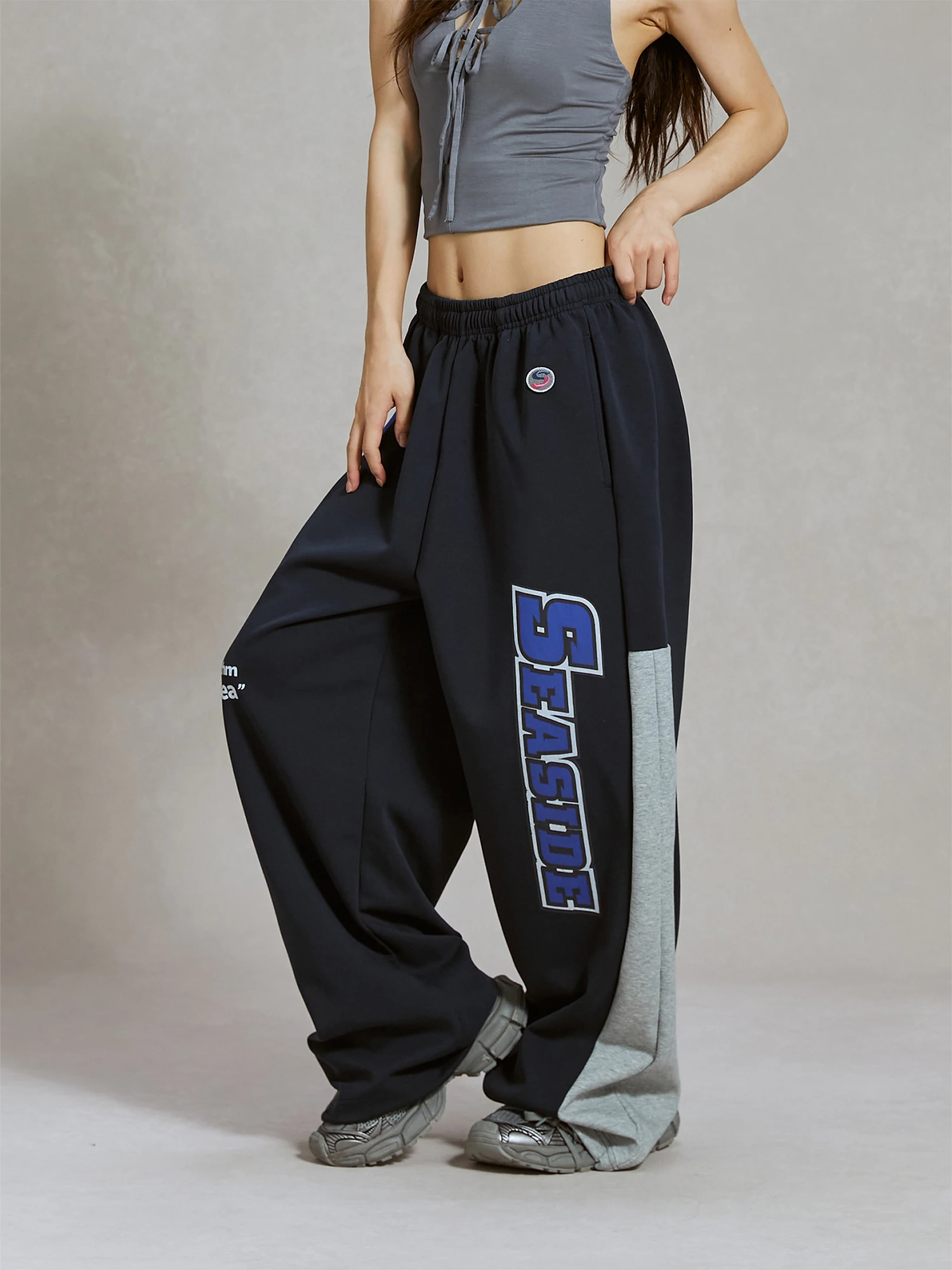 

Брюки Sea Side Star с высокой талией и прямыми штанинами, асимметричный дизайн, повседневные брюки для танцев и джаза, цветные спортивные брюки