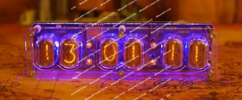 RGB 6 Digit IN-12 Nixie Glow Tube Clock IN12 With LED Backlight WIFI auto-calibration Time Type C 5V