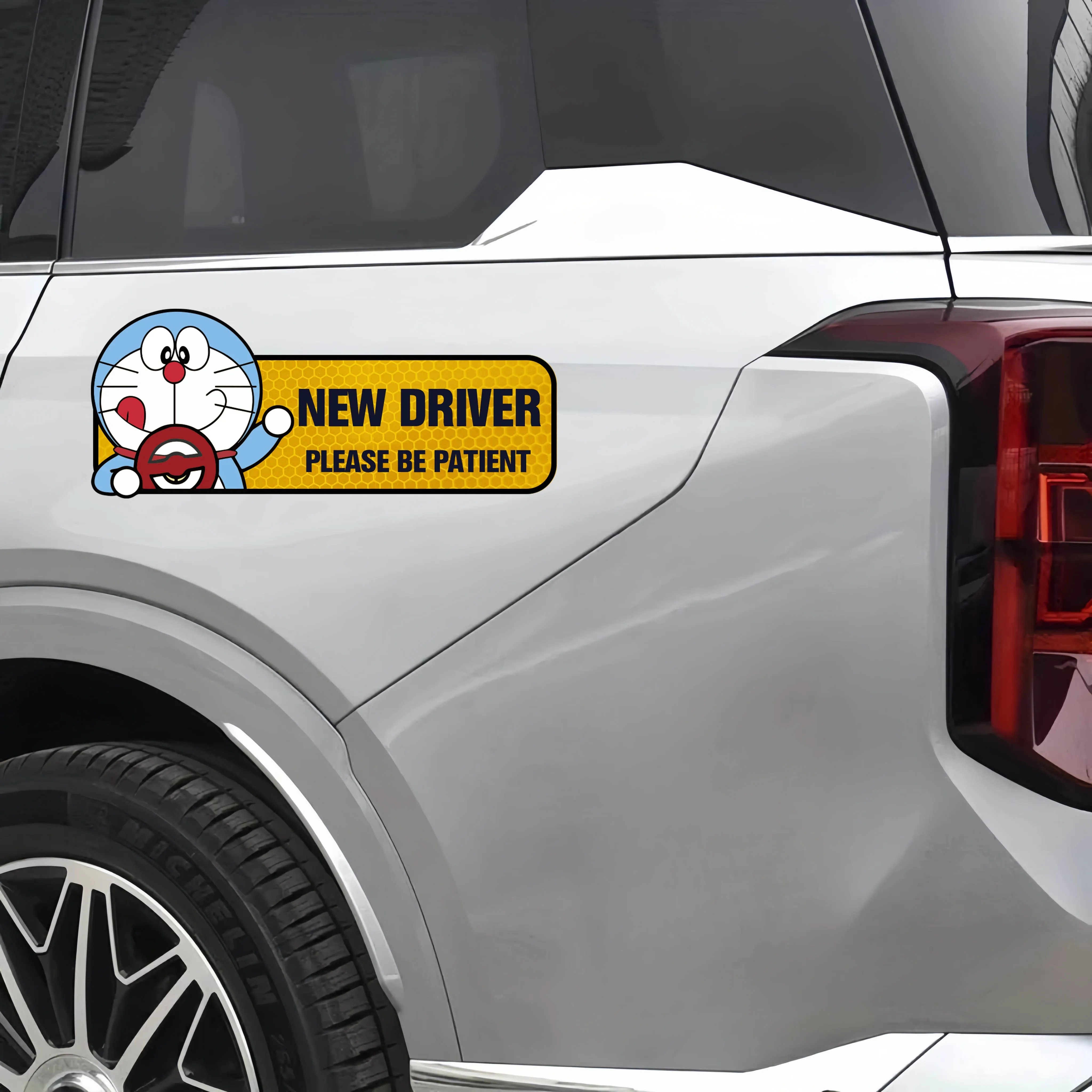 

Curious Doraemon Reflective Car Sticker for Student Drivers, Car Warning Sticker for Novice Drivers