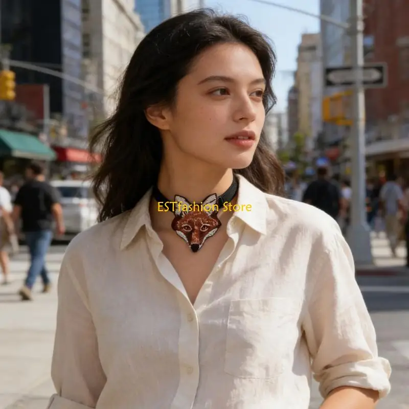 Y5GC Embroidery BowTie with Elastic Size Blouse Necktie Fashion Accessories for Women Girl All Matching Neckpiece