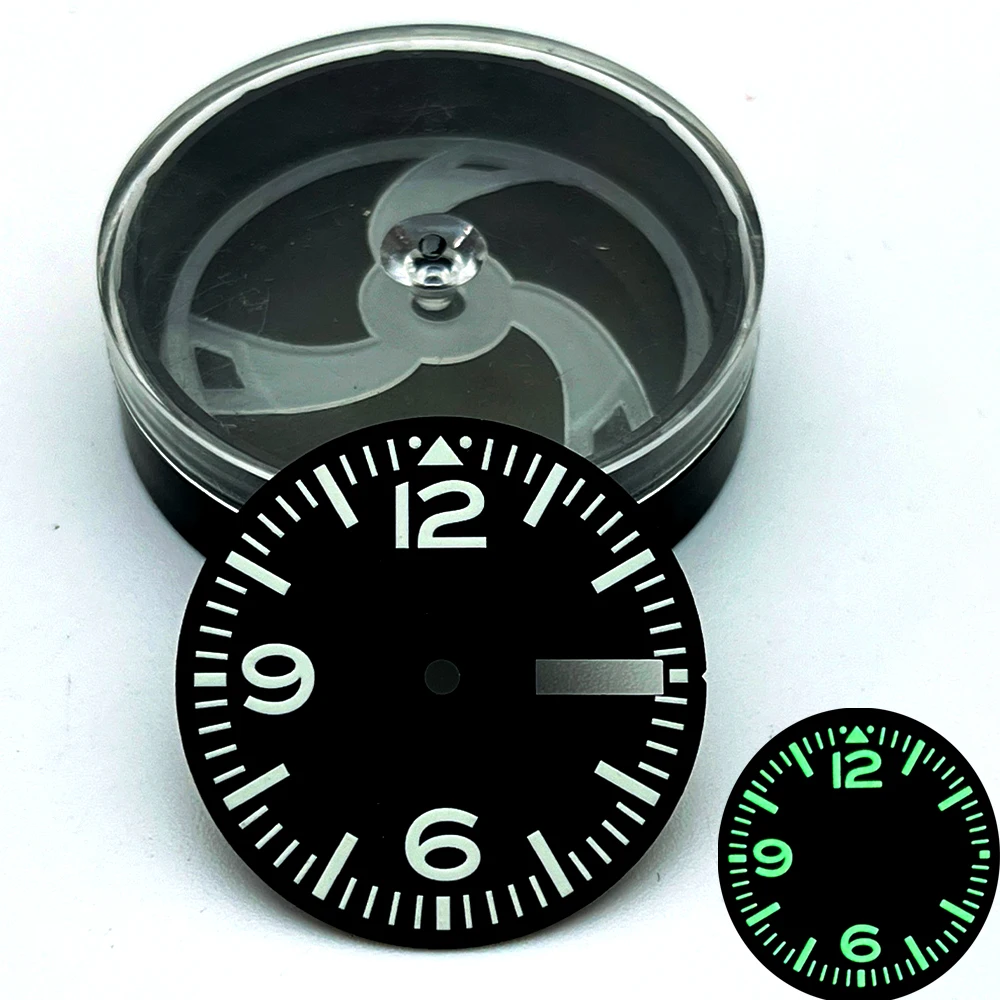 Циферблат 28,5 мм NH36 NH35, часовой циферблат, подходит для NH35 NH36 7S26 4R35, механизм SKX007 SPRD, зеленый светящийся циферблат часов