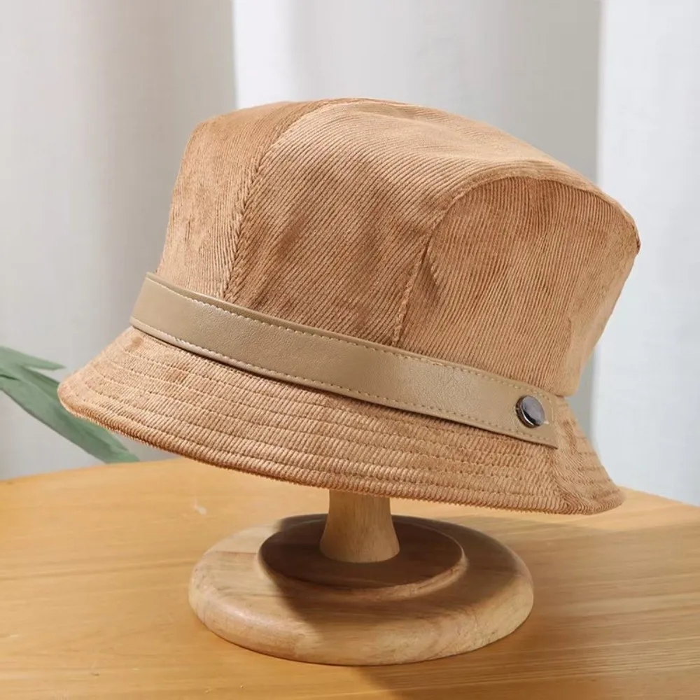 

Fashion Corduroy Bucket Hat Windproof Elegant Fisherman Cap Warm Dome Hats Autumn Winter