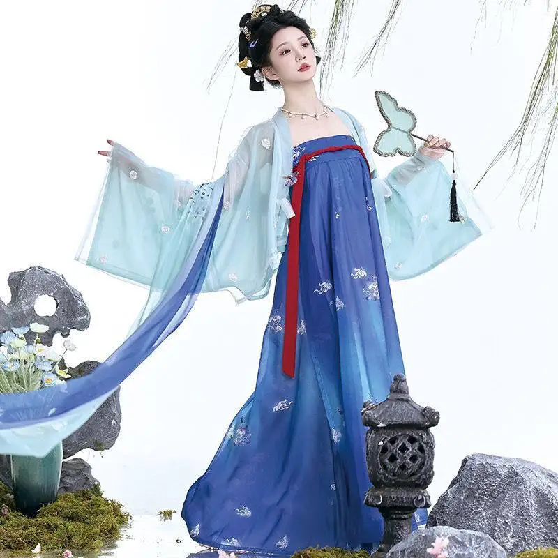 Famen Temple Tang-made shawl chest-length broken skirt embroidered daily Hanfu suit
