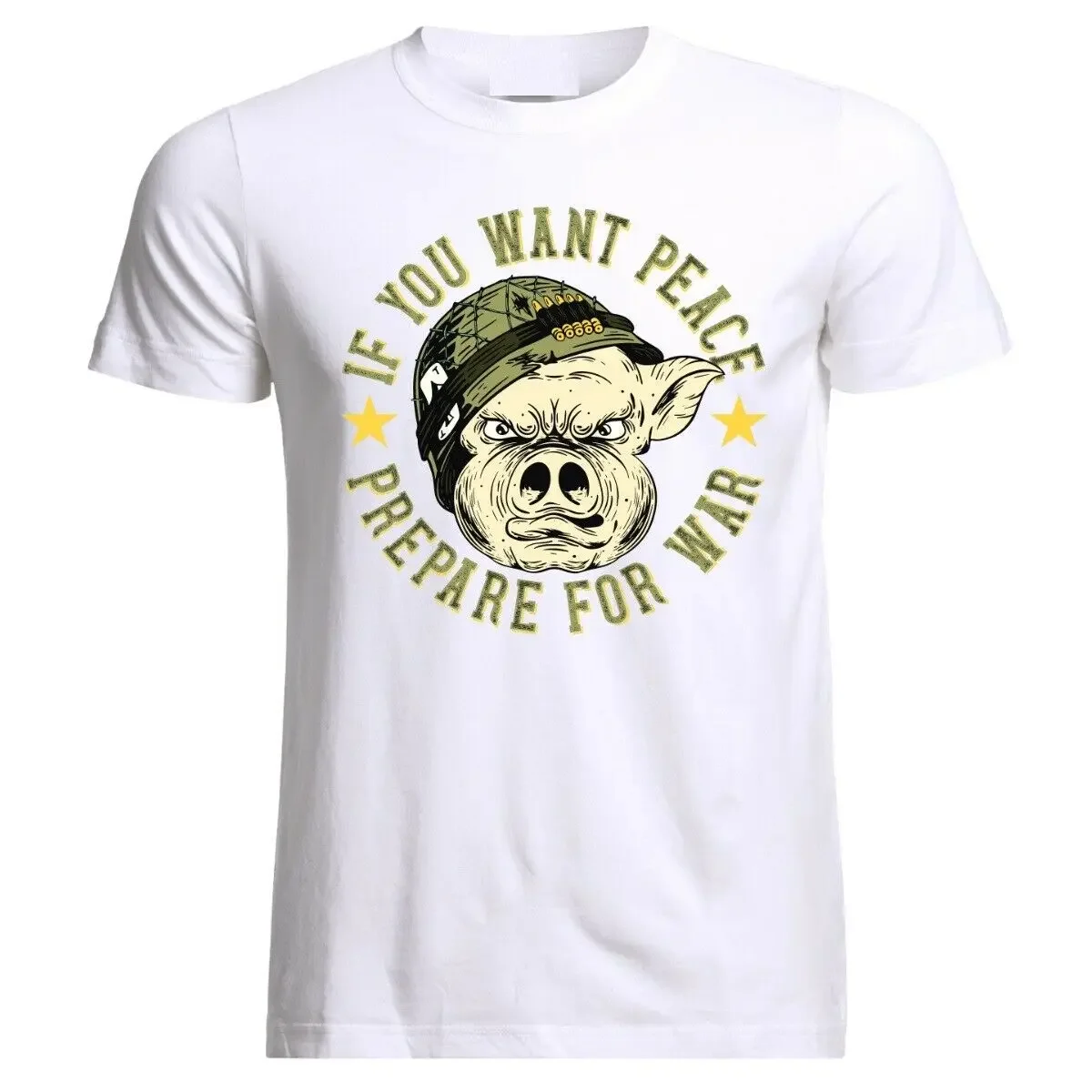 

Military Pig Soldier Funny Army T-Shirt Men's 100% Cotton Casual T-shirts Loose Top New