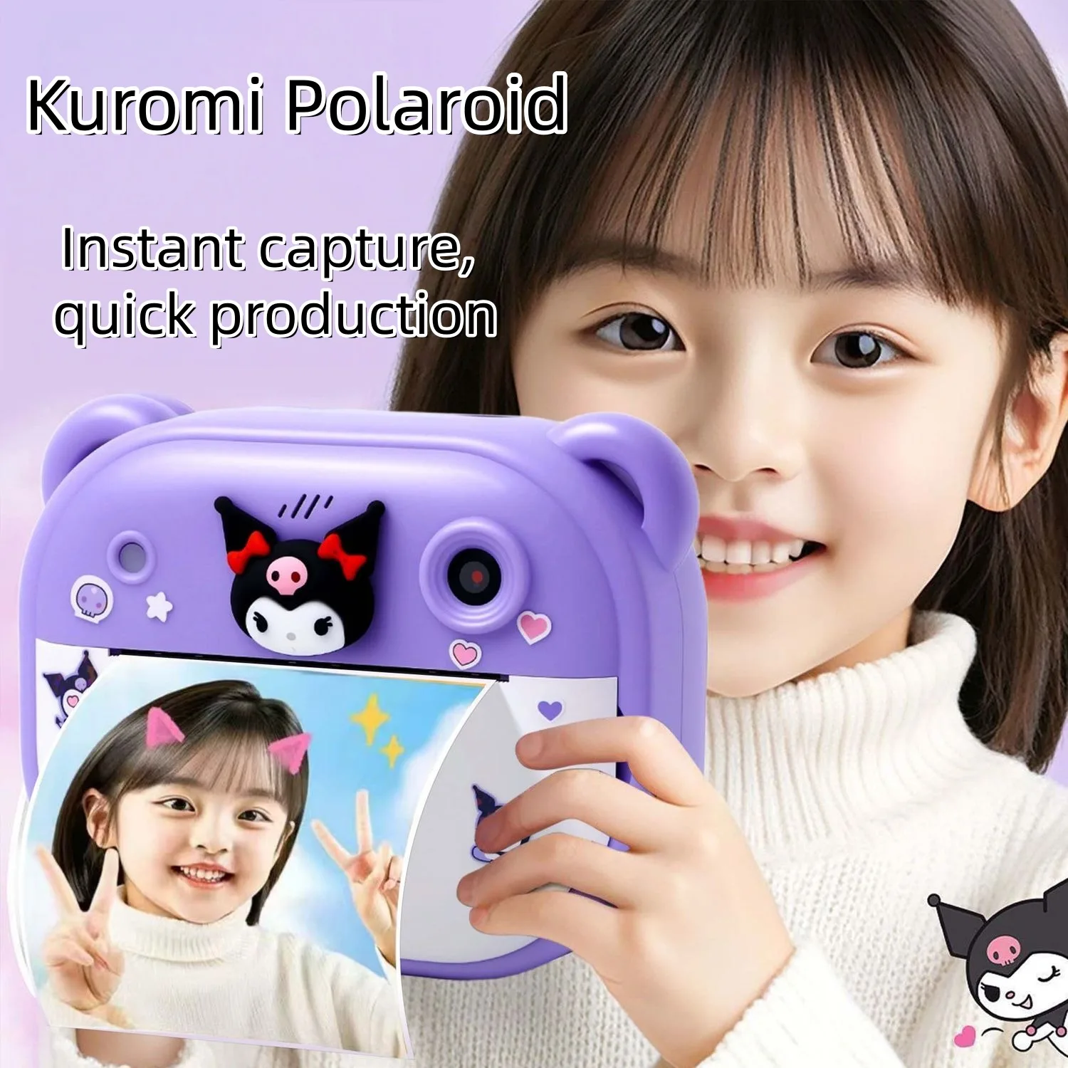 

Аниме-фотоаппарат Sanrio Kuromi My Melody Cinnamoroll: милый, кавайный, мультяшный, многофункциональный, мгновенная съемка, подарки на праздники, игрушки для девочек, для путешествий