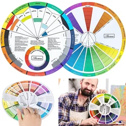 12 Colors Paper Card Tattoo Color Wheel Three-tier Mix Guide Central Circle Rotate Nail Tattoo Printer Pigment Makeup Accesories