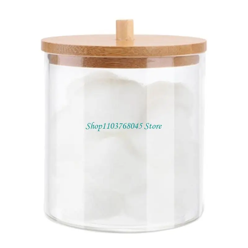 

R53F Makeup Cotton Pad Stoarge Box Bamboo with Mirror Container