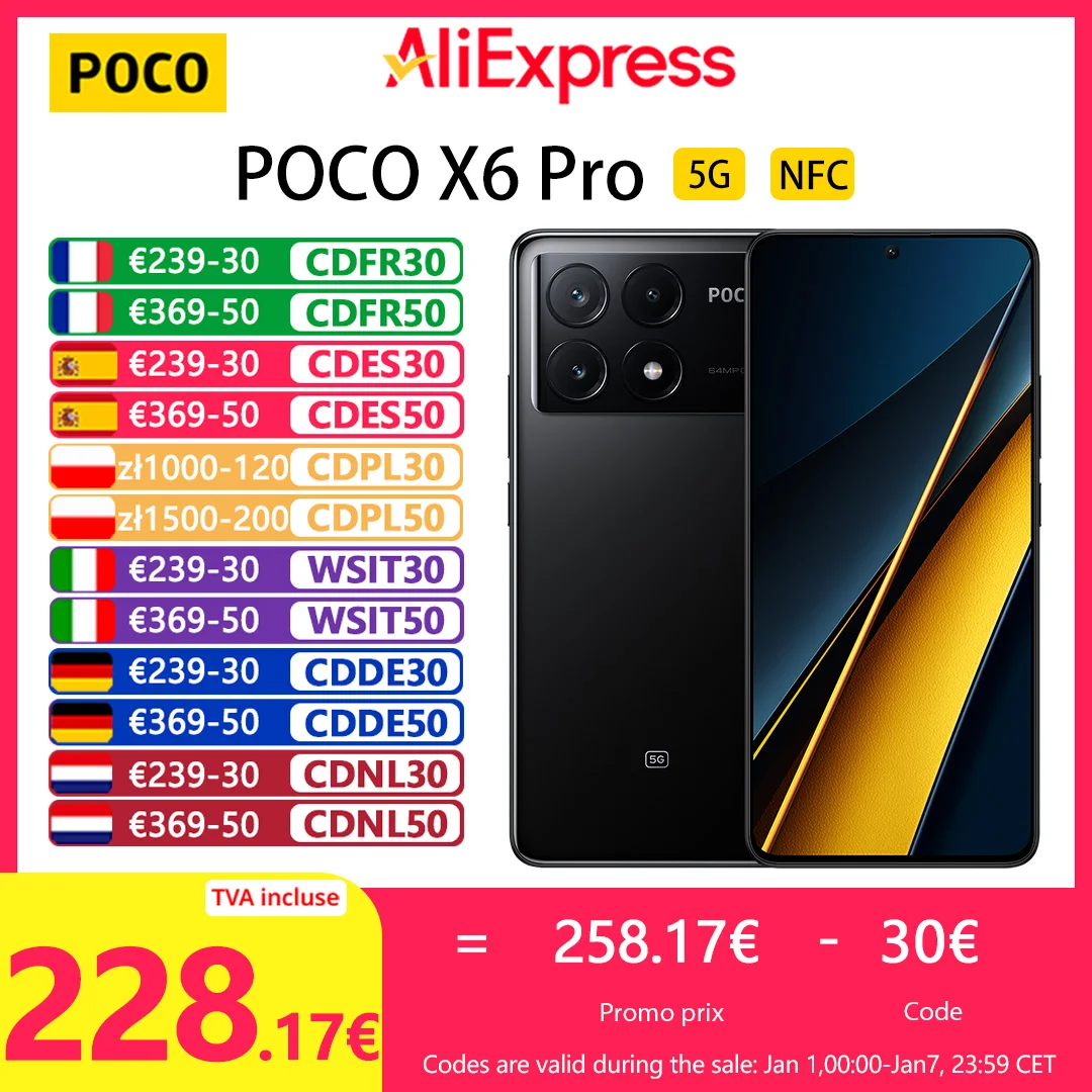 POCO X6 Pro 5G smart phones, NFC,120Hz,Triple camera 64MP with be, 67W charge, 5000mAh, local warranty, global version