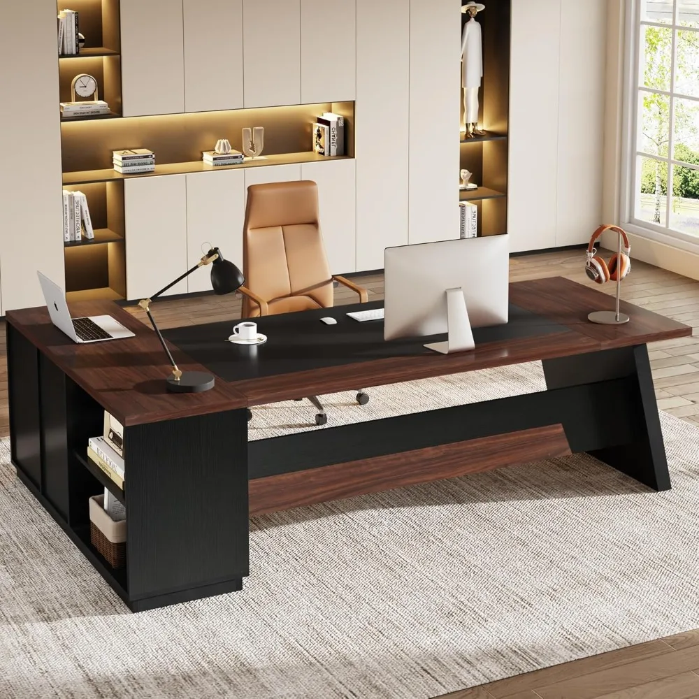 

78" L-Shaped Executive Desk, Large Office Desk with Drawers and Lateral File Cabinet,Modern Computer Desk for Home Office