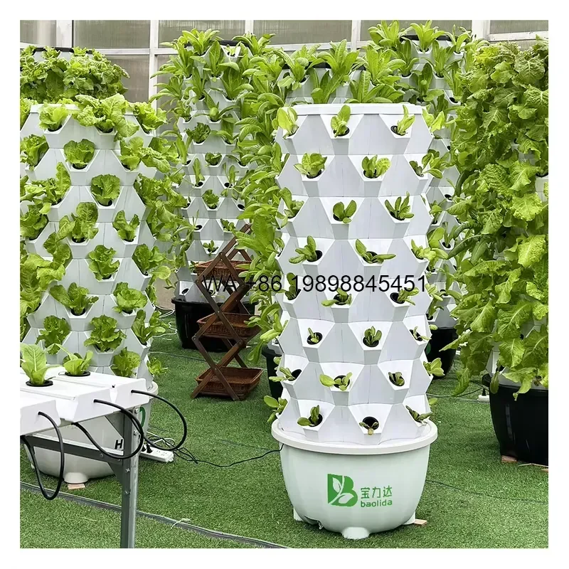 Wmwmnu for 65L 6 Layer 48 Holes Garden Vertical Farming Agricultural Hydroponics Tower System in Strawberry Greenhouse