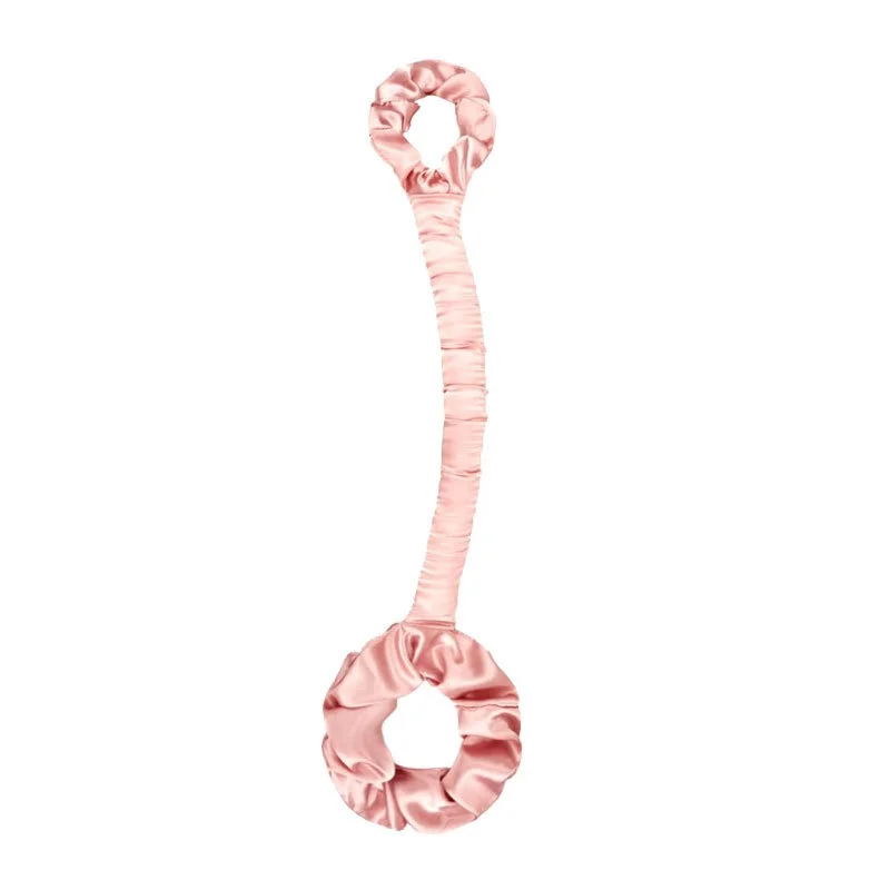 Multi-Function Satin Heatless Hair Curler Hair Tie Non Hair Roller Curling Rod with Scrunchie Large Cream Pink(For Big Curls)