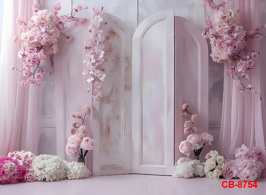 Photography Background Pink Peony Floral Panel White Room Adult Birthday Maternity Portrait Decor Backdrop Photo Studio