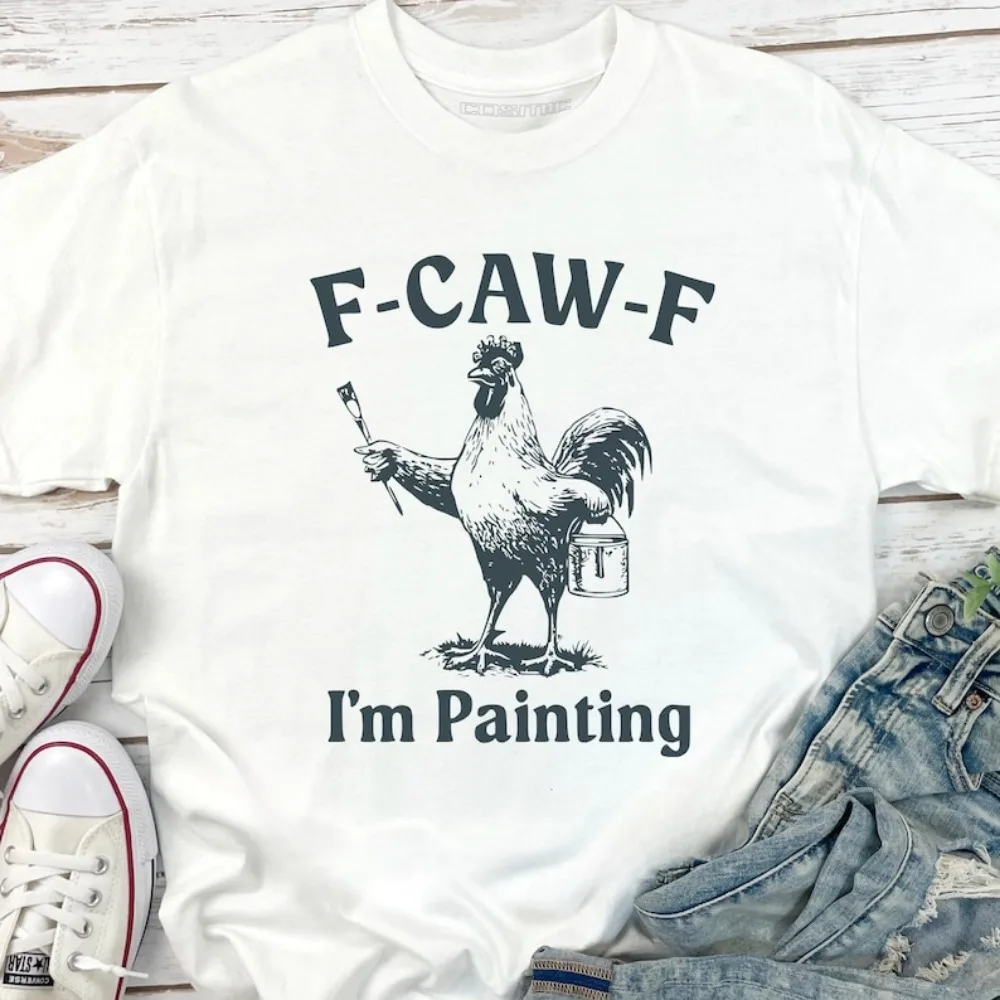 Funny Rooster Artist T-Shirt Quirky Painting Meme Tee Artist Gift Painter Humor Funny Tops Aesthetic Clothes Women Clothing