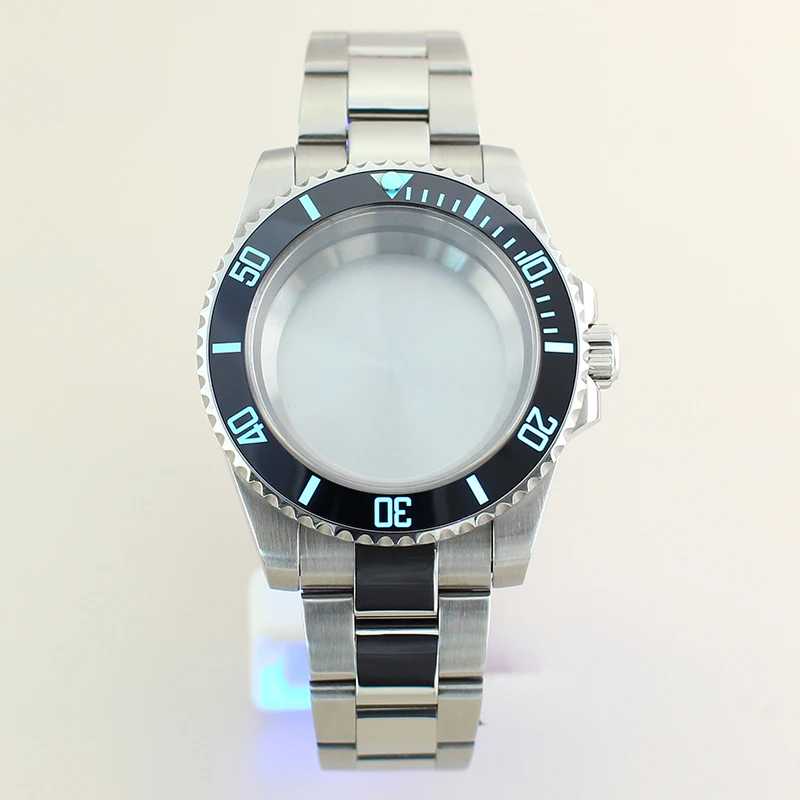 40mm SUB Watch Case bands C3 Bezel Sapphire Glass For NH35 NH36 NH34 Miyota8215 Eta2824 PT5000 Movement 28.5mm Dial Slide Buckle