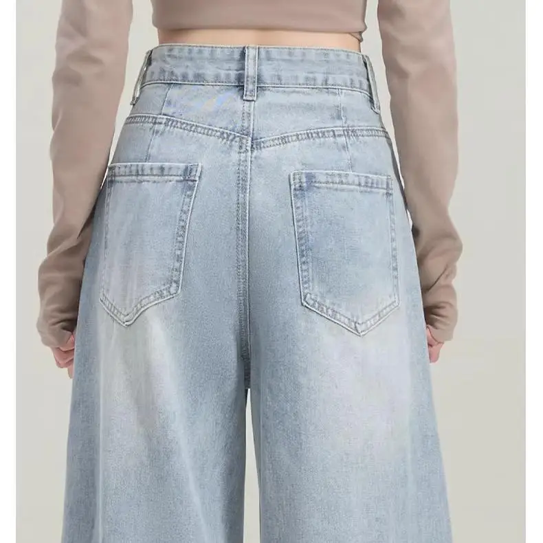 Women's High Waisted Baggy Jeans Ripped Vintage Wide Leg Denim Pants Streetwear Y2K Fashion Loose Fit Casual Trousers