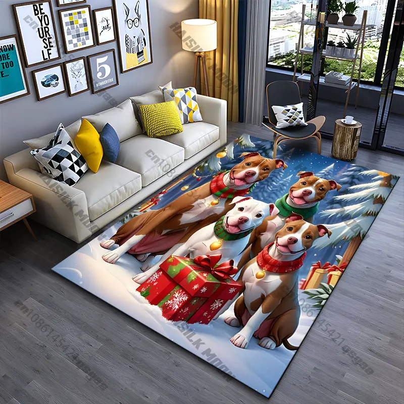 Festive dogs celebrating Christmas carpet Yoga living room room decor children's crawling mat doormat area rug games mat