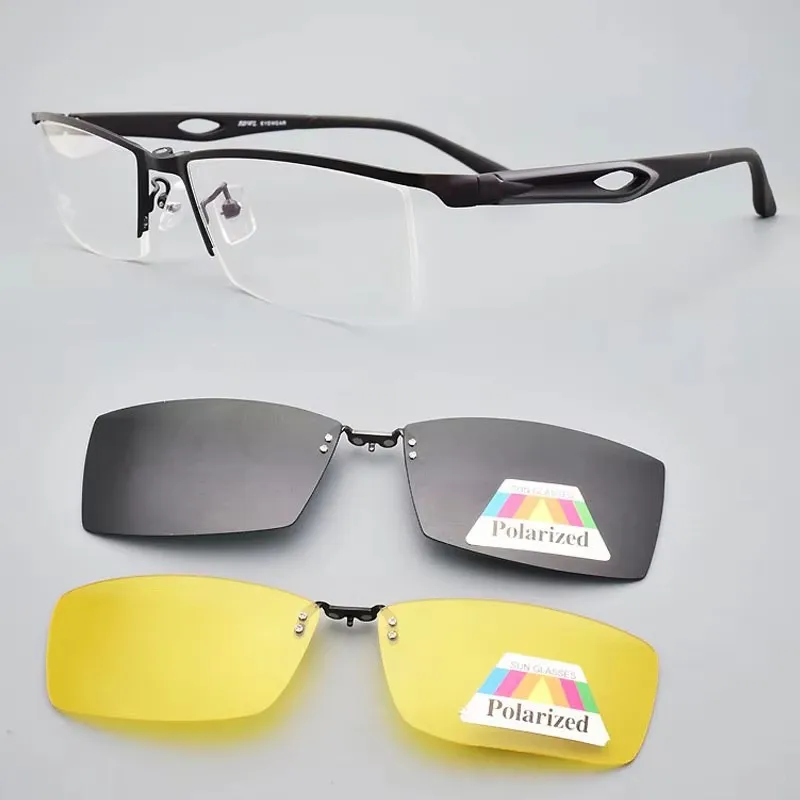 Light Glasses Frame Male Clip On Sunglasses Magnetic Myopia Flexibility Wireframe Eyebrow Frames For Men Soft Temple Not Fading