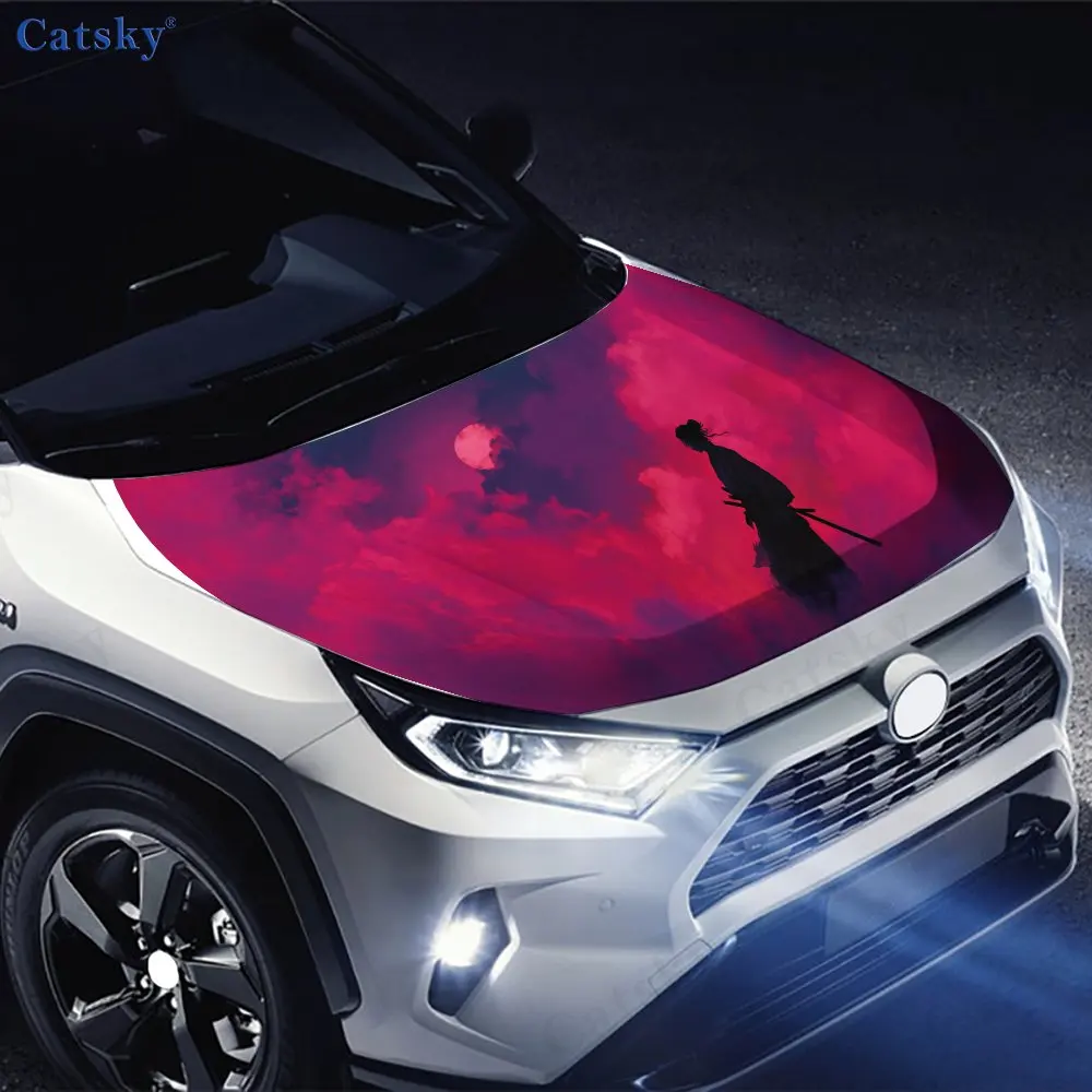 Mysterious Warrior print,car hood stickers,PVC waterproof Self adhesive car hood sticker,car hood decoration protection stickers