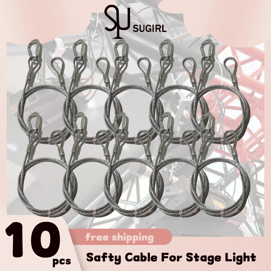 Cables de seguridad para luz de escenario, cuerda de acero duradera con cabezal móvil para todos los accesorios de iluminación de discoteca y DJ, 1-10 unidades