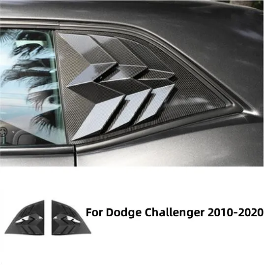 

High Quality ABS Carbon Fiber Car Rear Window Decorative Louver Sun Shade Blinds Trim Cover For Dodge Challenger 2010-2020