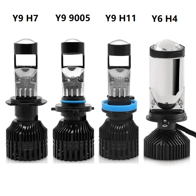 

LED H4 9003 Automobile Headlight H11 LED H7 9005 mini projector lens car Styling headlight Bulbs 6000K 8000LM Focused Light Y6