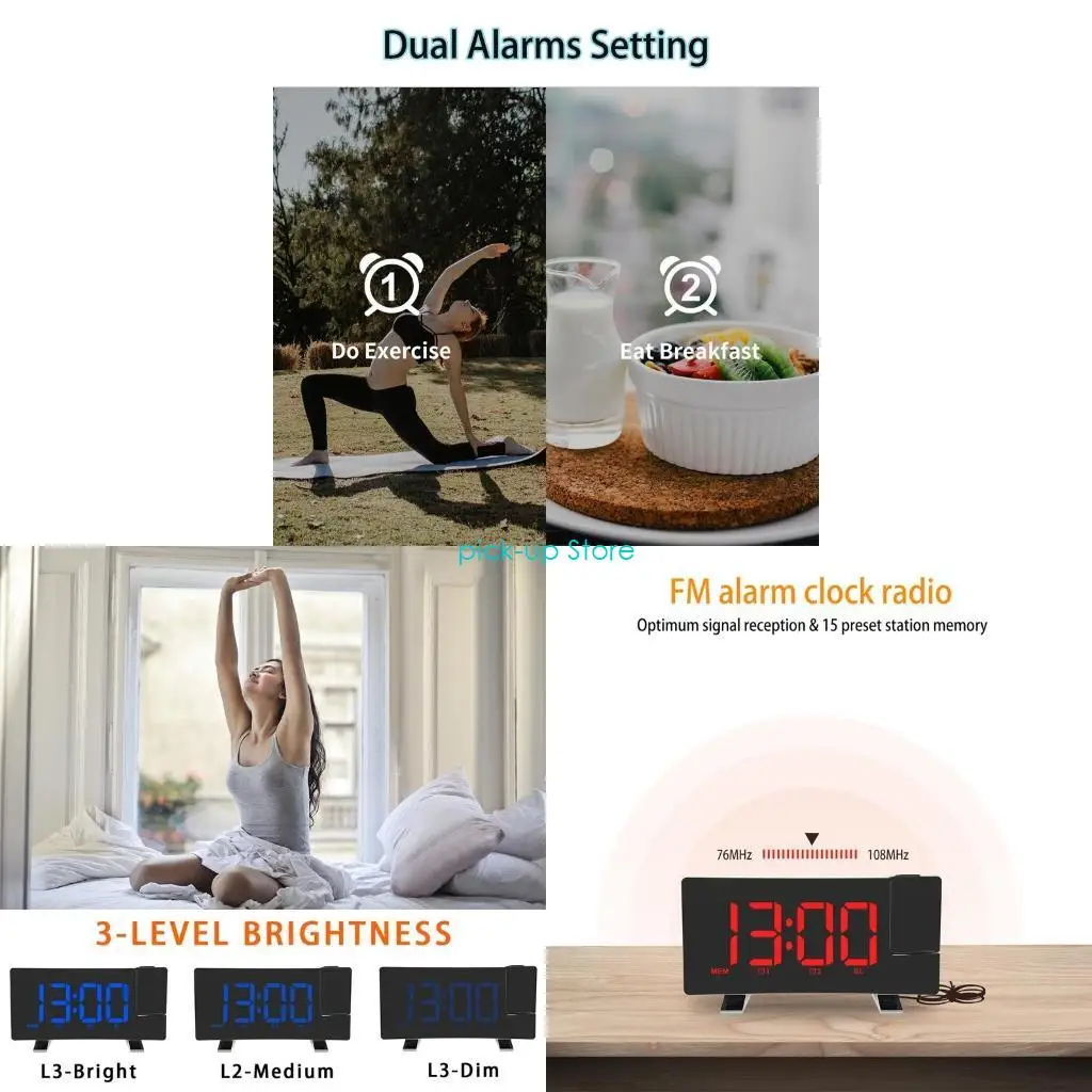 

Q5WA New Projection Atomic Alarm Clock LCD Projector Display Wall Ceiling for Time