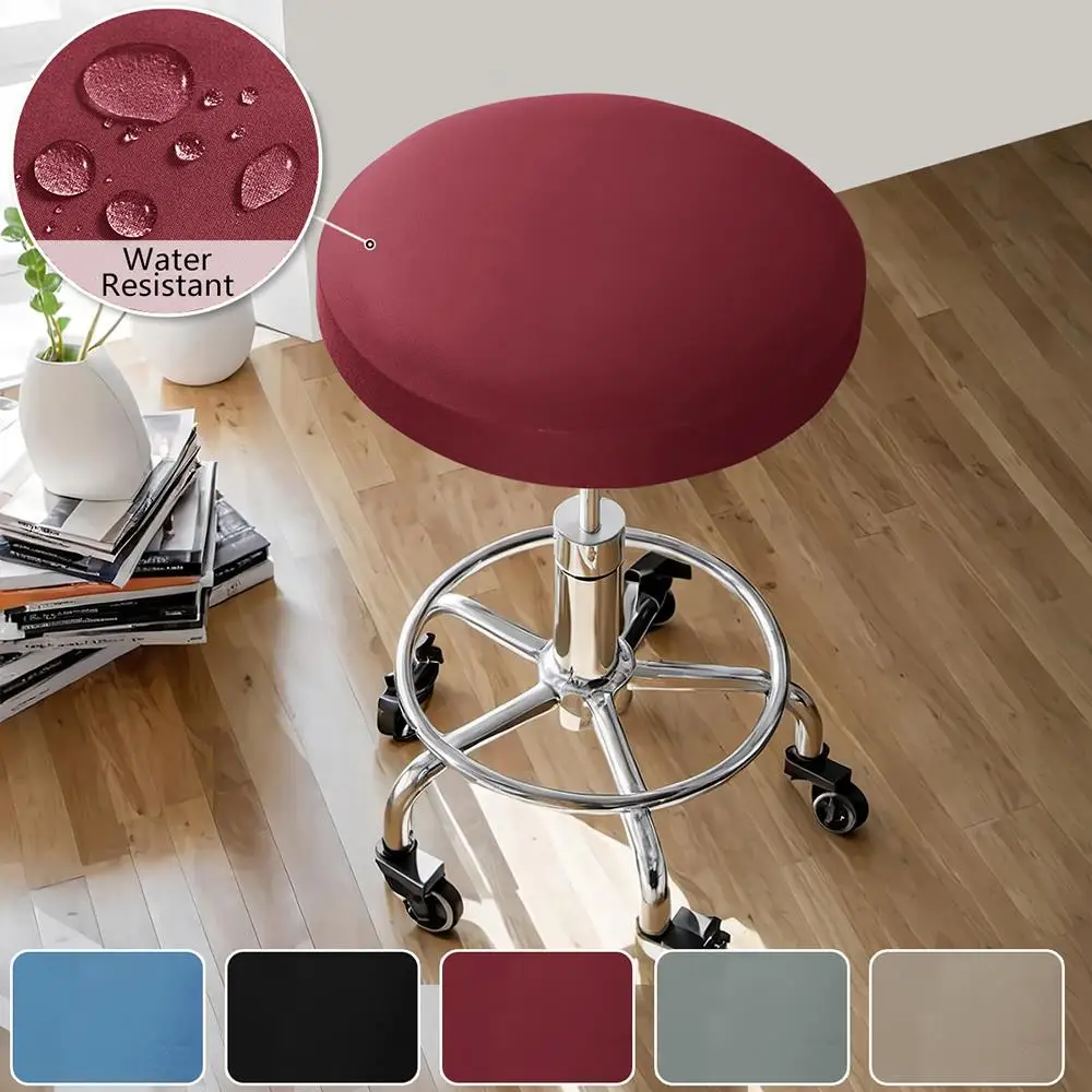 Waterproof Round Stool Cover Slipcovers Stool Case Stool Protector Case Stretch Chair Cover Elastic Fundas Para Sillas Home