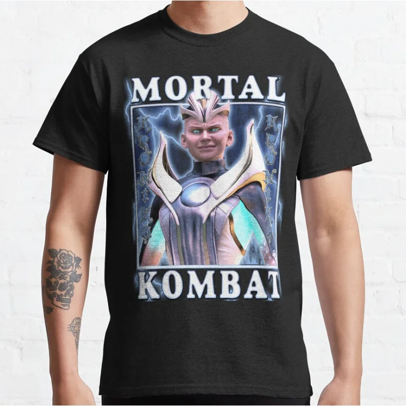 

Kronika 80s retro video game Mortal Kombat 1 Short-sleeve crewneck T-shirt for men large size Adult Tops S-6xl