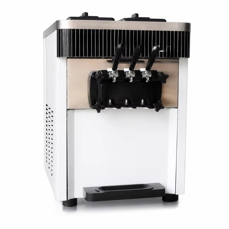 Automatic Three-Flavor Soft Serve Ice Cream Machine Commercial Countertop with Pre-cooling Function, Suitable for Store Use