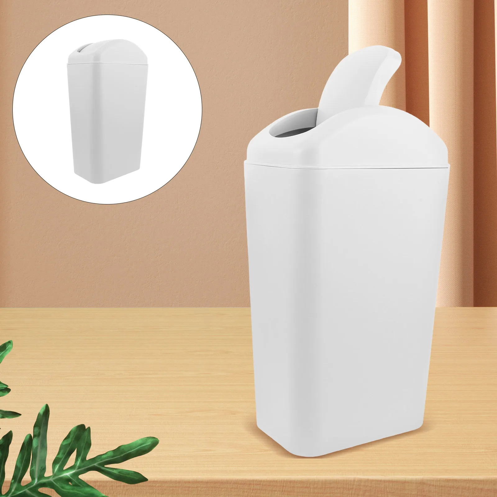 

Slim Plastic Trash Can 8L Swing Lid Space-Saving Garbage Bin For Bathroom Kitchen Bedroom Tight Corners Odor-Free Large Capacity