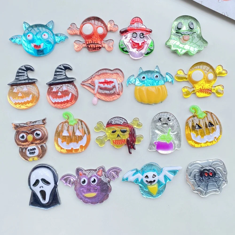 7PCS Resin Cartoon Halloween Halloween bats, skeletons, ghosts Flat Back Home Decor DIY Scrapbook Crafts Jewelry Accessories