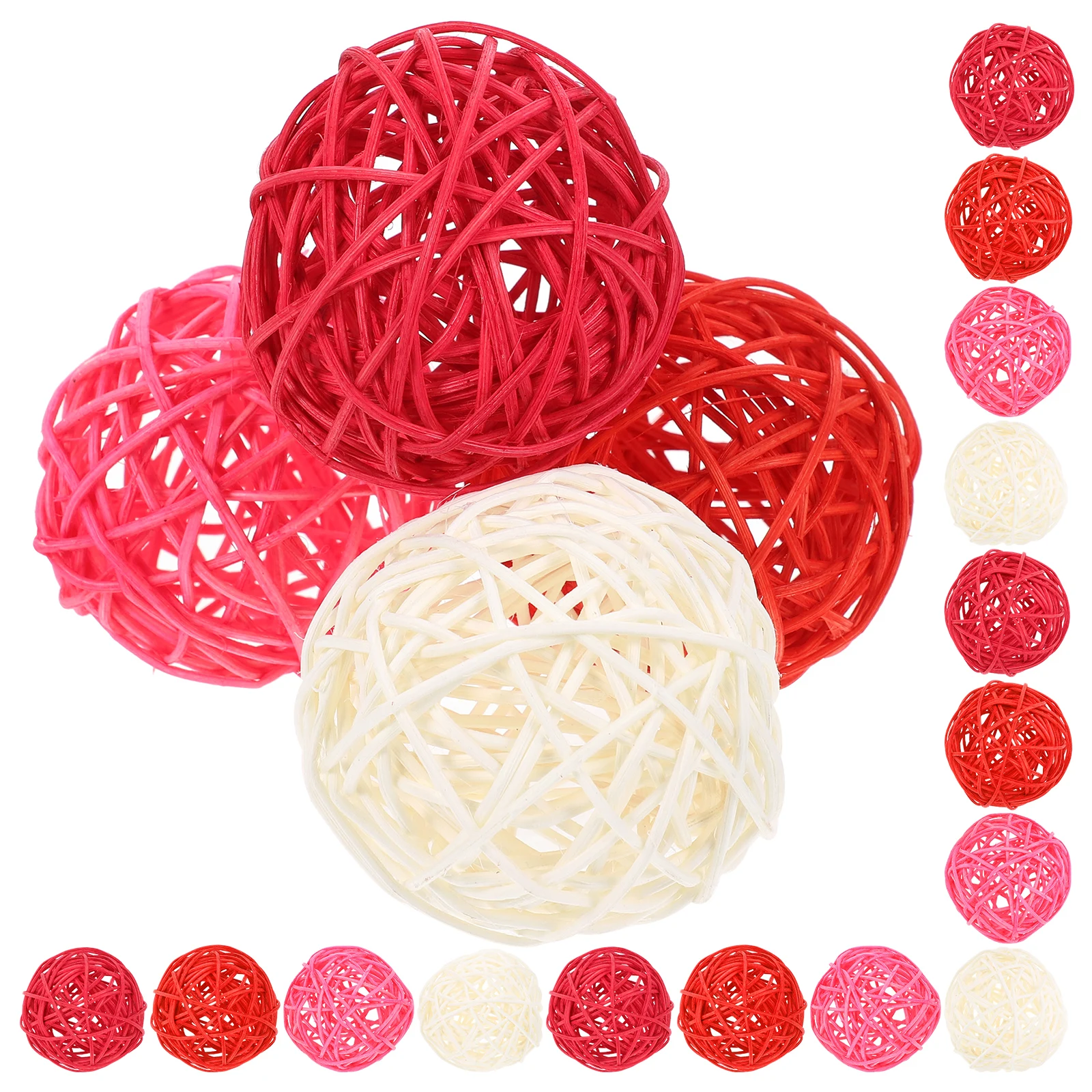 

24pcs Rattan Round Shaped Craft Decor Valentine’s Day Baby nament Hanging Decor Party Layout Scene Rattan Woven