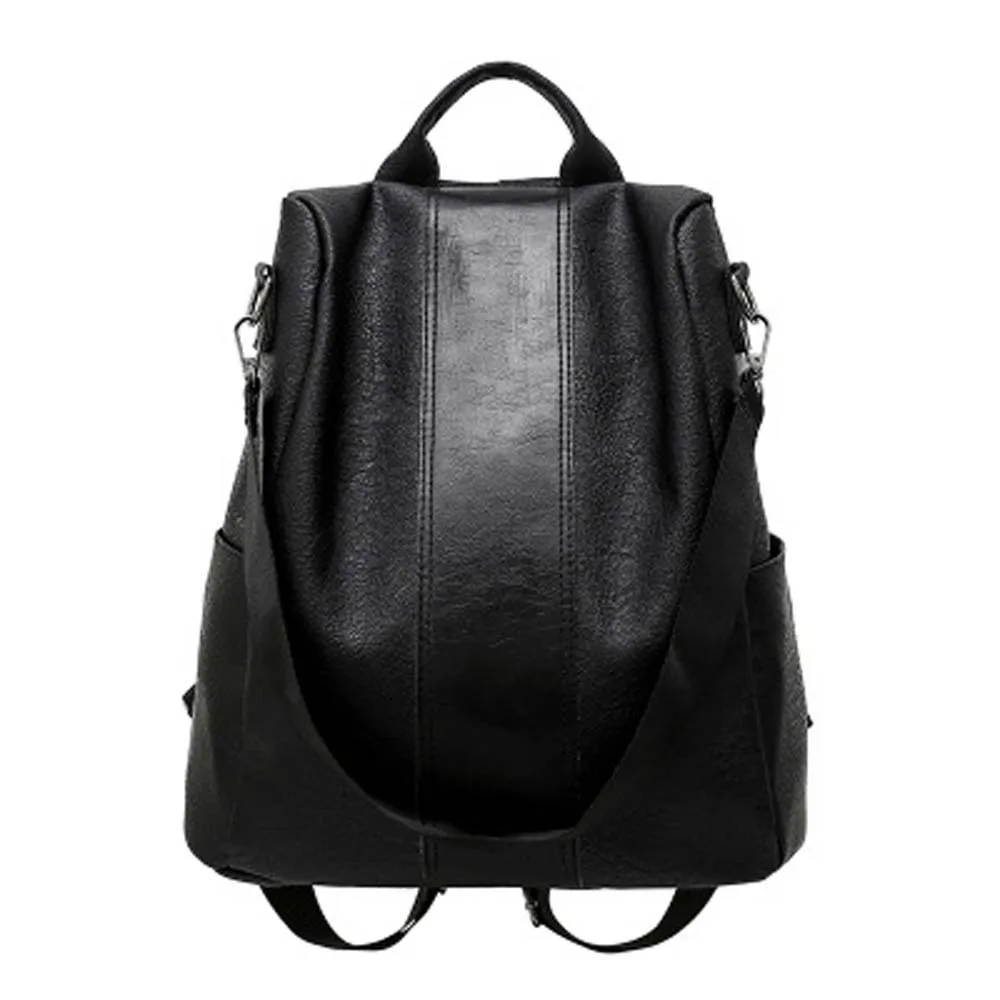 

Elegant Soft PU Backpack Korean Style Solid Color Anti-theft Design Backpack Anti-splash Water Multi Pocket
