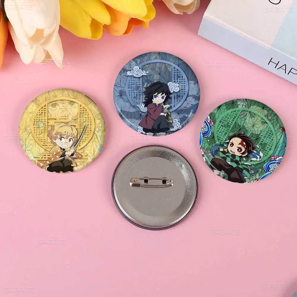 Demon S-Slayer K-Kimetsu Photo Brooches Creative Round Badge Gifts Pins 32/44/58mm view 5