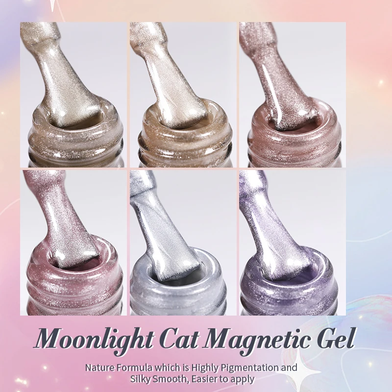 BORN PRETTY 10ml Double Light Moonlight Cat Magnetic Gel Nail Polish Set White Silver Light Nails Soak Off UV LED UV Gel Kit