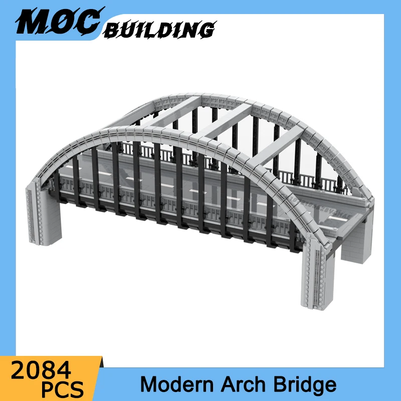 

Строительные блоки MOC, современная арочная модель моста, вид на улицу, архитектура, сделай сам, кирпичи, сборка, креативные игрушки, коллекция, подарки