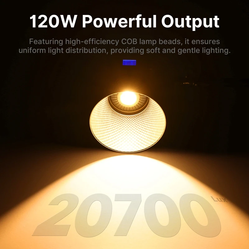 Ulanzi 120W Bi-Color COB Photography Video Fill Light Lamp V Mount Battery DC Input 2700K-6500K with Bowens APP Remote Control