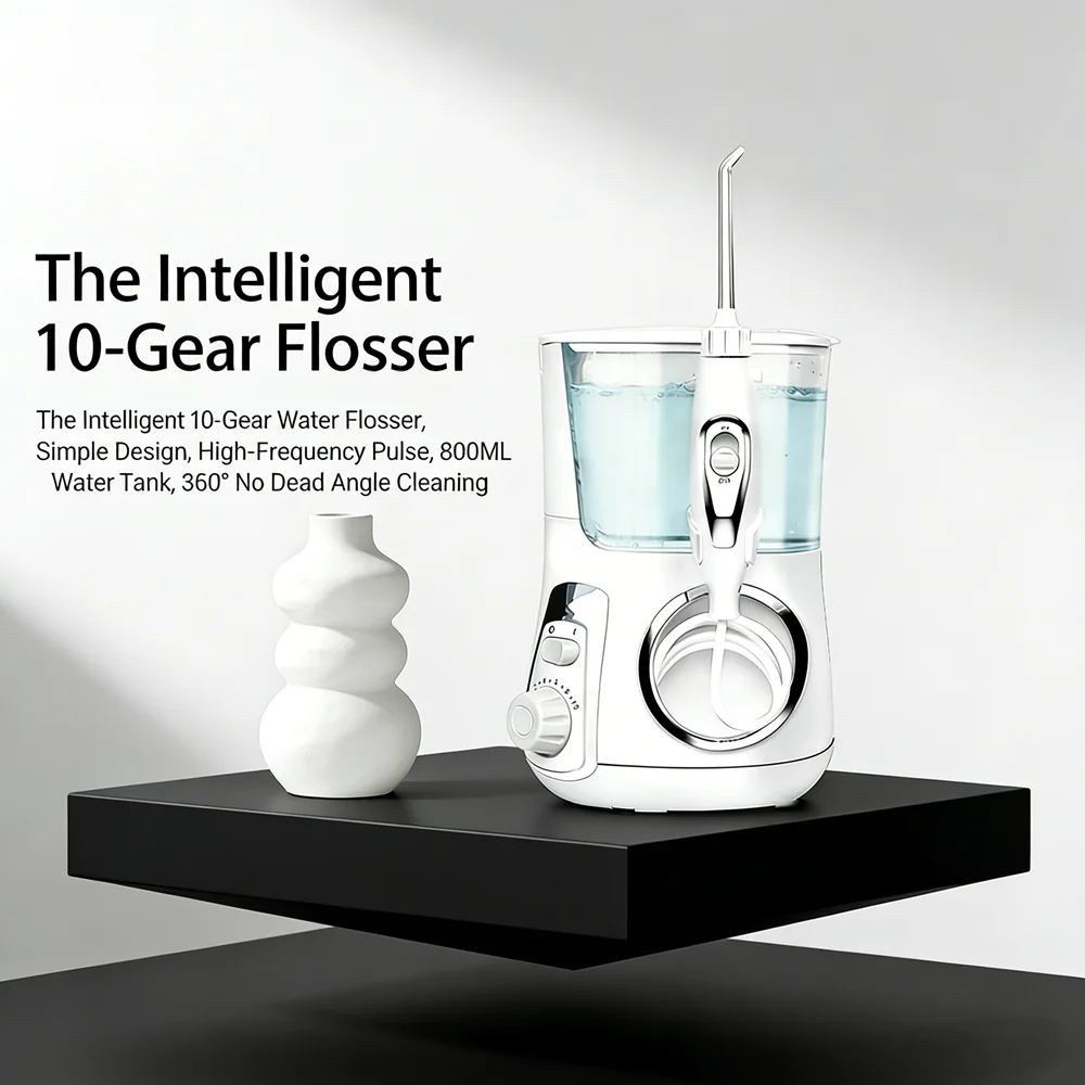 

Countertop 10 Modes Electric Oral Irrigator 800ML Water Dental Flosser Teeth Cleaner Stop Bad Breath Cavities