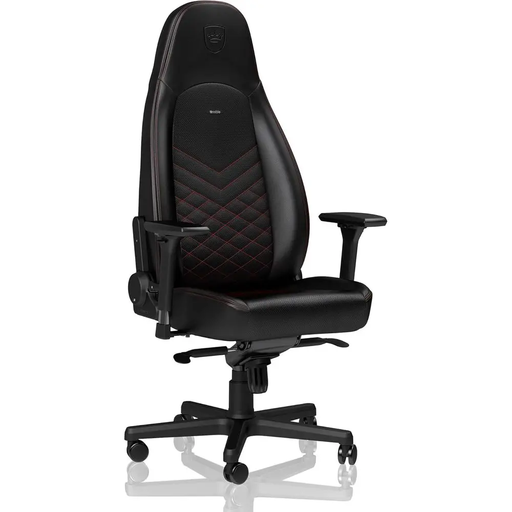 Gaming and Office Chair with Lumbar Support, Synthetic Leather, Black/Red