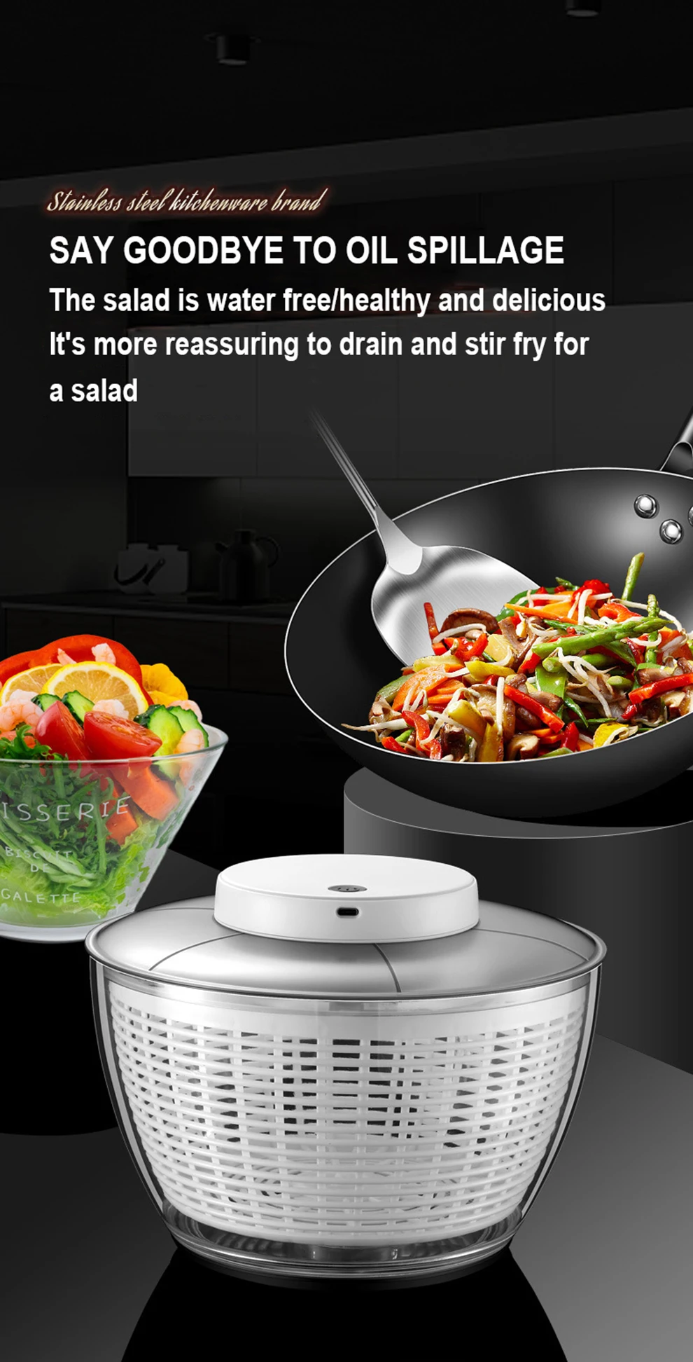 Salad Spinner Electric/Manual Vegetable Dehydrator Multifunction Food Fruit Dryer Quick Drying Drain Basket Kitchen Accessories